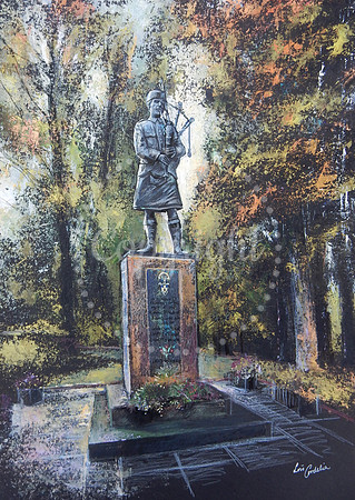 Lest We Forget: Memorial Statue, Sanquhar, Scotland - acrylics and coloured pencil
