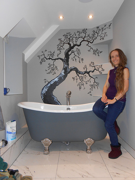 Bathroom tree mural