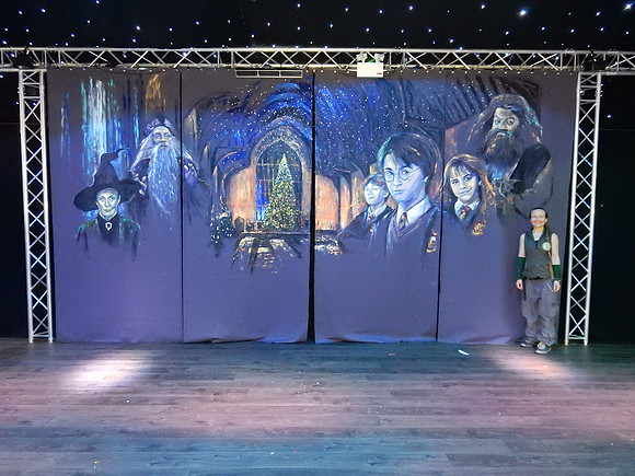 Hogwarts Christmas mural on canvas sheets, private commission