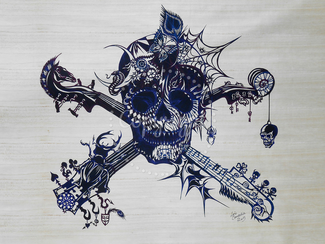 Happy Graveyard Orchestra - "Welcome" (original scalpel paper-cut, for album cover artwork)
