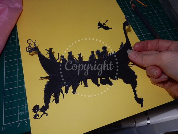 Bespoke papercut birthday gift commission referencing Tangled - in progress