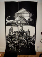 Cambridge Window Wanderland giant papercut triptych installation (detail)