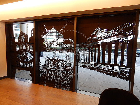 Cambridge Window Wanderland giant papercut triptych installation