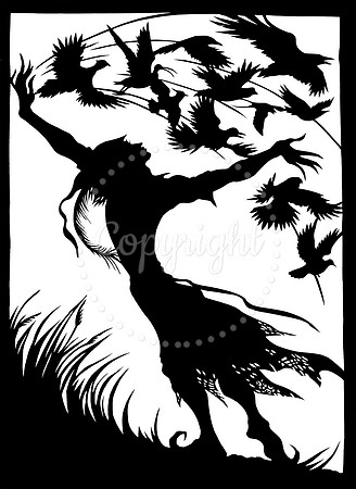 Book cover illustration - papercut