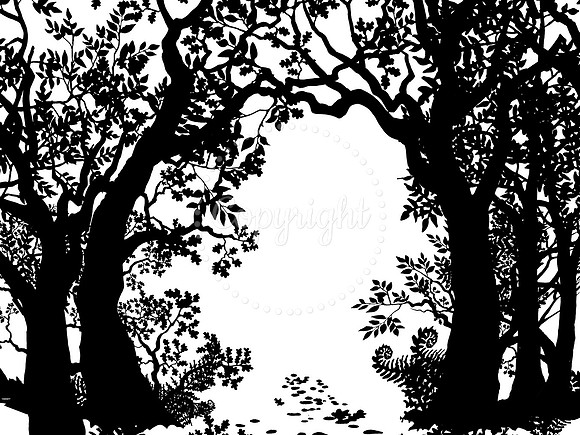 Woodland (illuminated mirror border silhouette)