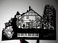 Anniversary Papercut Card house and garden