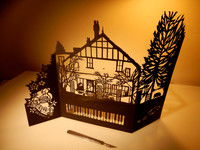 Anniversary Papercut Card house and garden