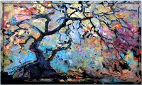 Autumn Japanese Maple, palette knife acrylics on recycledd television