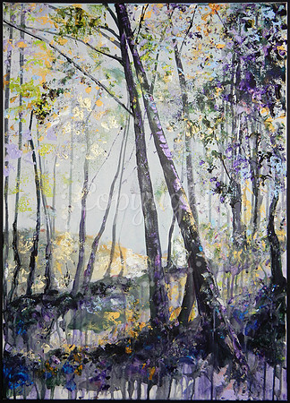 Spring Woodland, palette knife acrylics on canvas