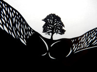 Sycamore Gap - scalpel papercut 15 x 10 cm  detail