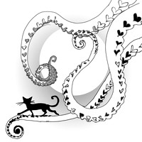 Black and white line and gradient illustration