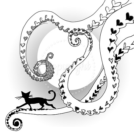 Black and white line and gradient illustration