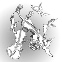 Black and white line and gradient illustration
