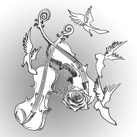 Black and white line and gradient illustration