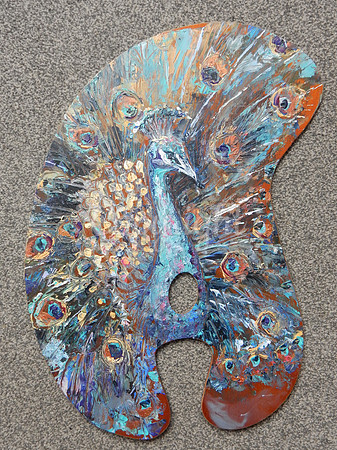 Peacock palette (palette knife on artist's palette)