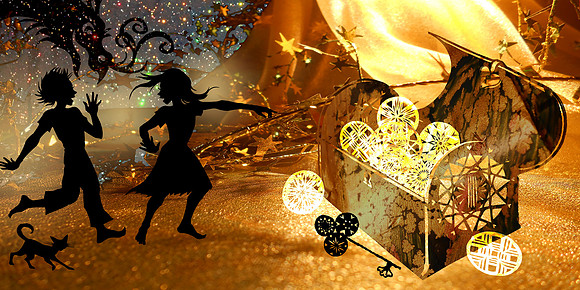 The two children discover the treasure chest