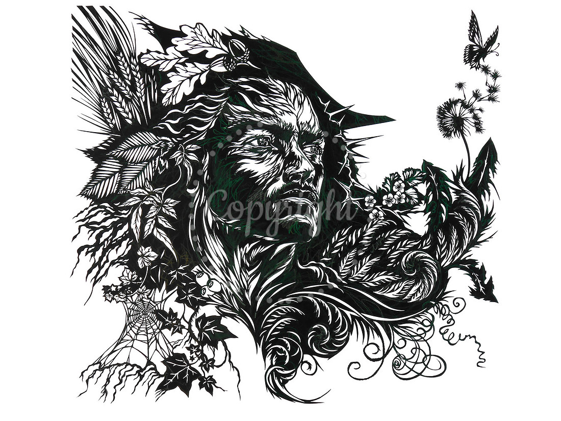 Gaze of the Green Man (papercut)