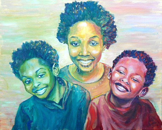 Three Sisters in Red, Gold and Green