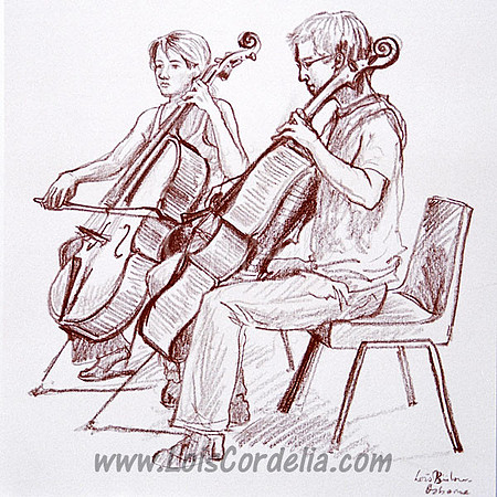 Cellists at Orchestral Rehearsal