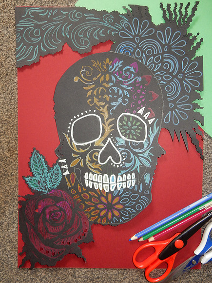 Day of the Dead floral skulls