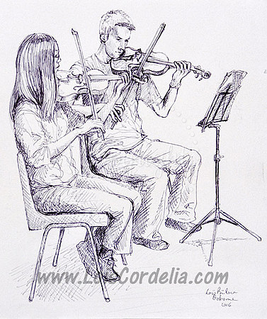 Violinists at Orchestral Rehearsal
